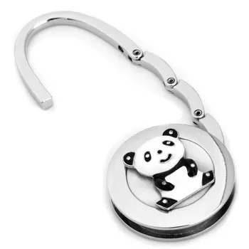 

Round Metal Folding Rhinestone Panda Handbag Bag Purse Hook Hanger Holder Charm