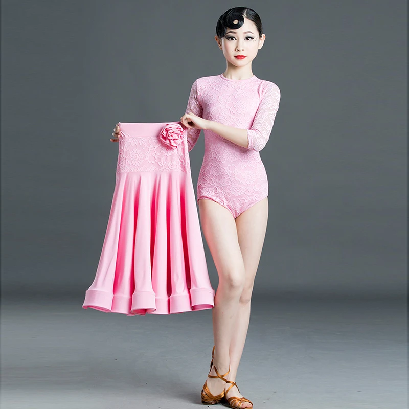 Ballroom dance costume leotard skirt outfit for girls waltz performance