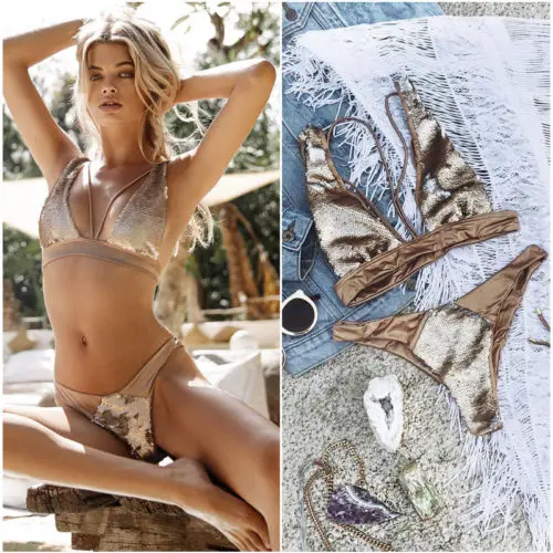 

Lady Womens Crystal Bikini Push-Up Padded Swimwear Beach Bathing suit Swimsuit