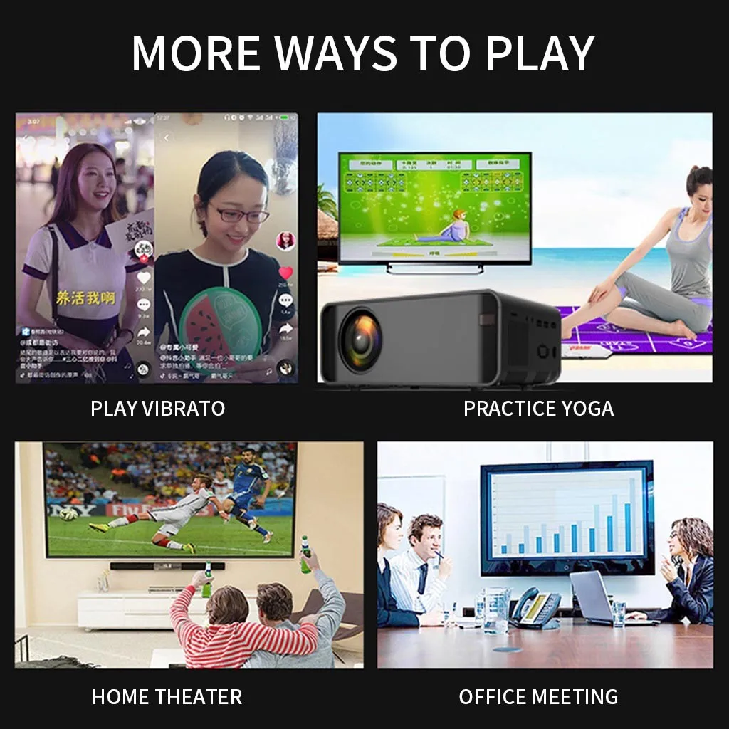 Проектор для Android 4K 3D HD 1080P 12000 люмен светодиодный проектор wifi BT домашний кинотеатр HDMI#4D16