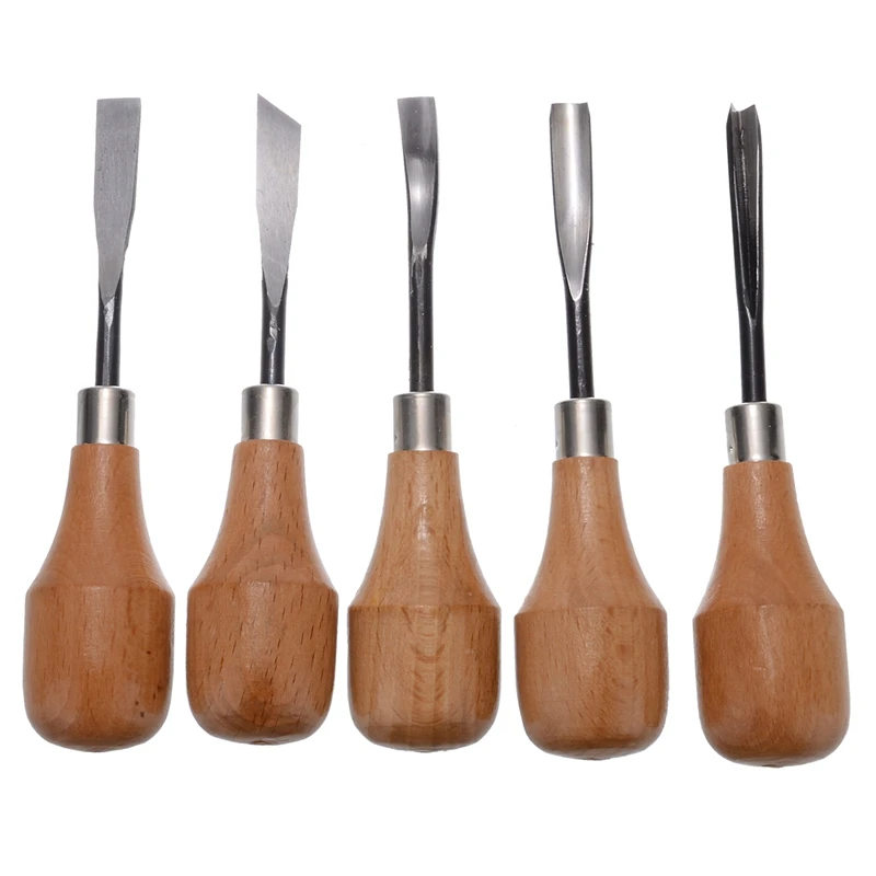 

5Pcs Wood Carving Hand Chisels Tools Set Woodworking Gouges Lathe for Home DIY Equipment Hand Tools