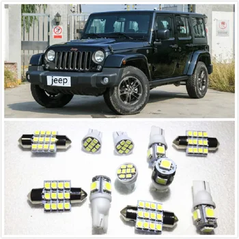 

11 set White LED Lights Interior Package 10 & 36mm Map Dome For Jeep Wrangler Grand Cherokee Commander Patriot 1998-2019