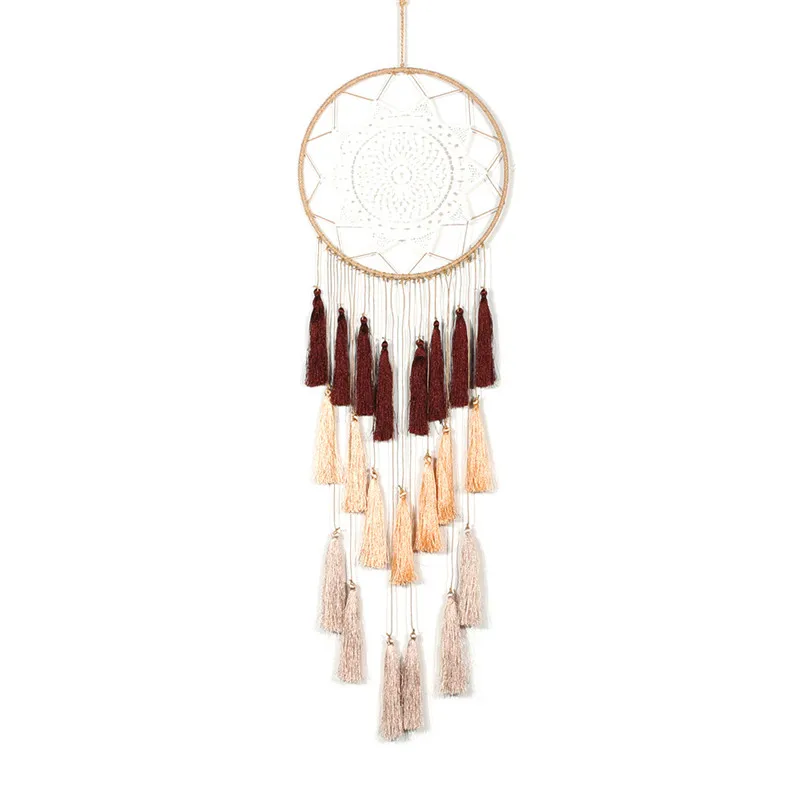 

1PC Bohemian Colorful Tassel Dreamcatchers Big Circle Lace Home Decoration Pendant Friend Gift Garden Wind Chimes