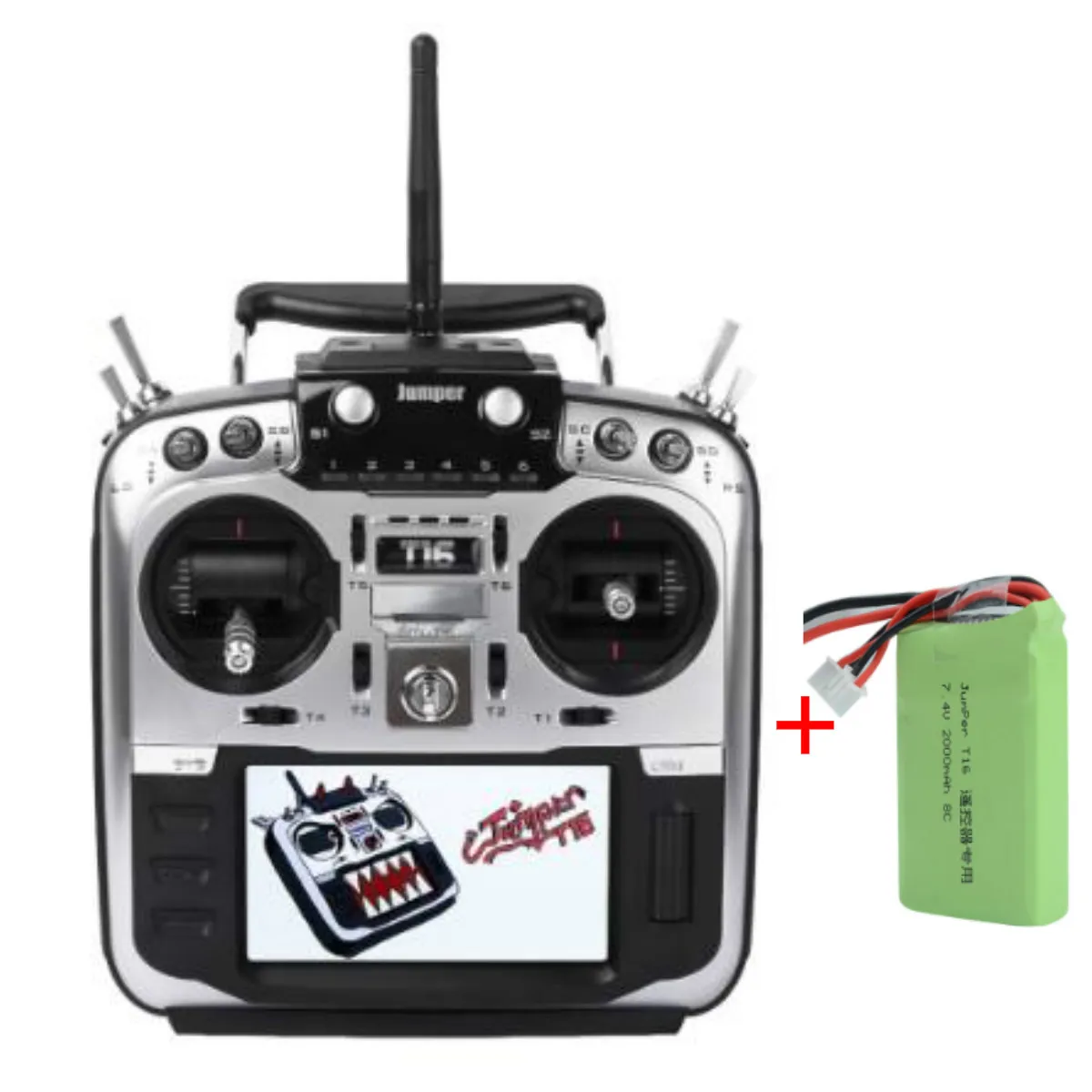Mode2 with Battery Перемычка T16 Pro T16 PlusTransmitter с JP4-in-1 радиочастотным модулем с открытым исходным кодом, мультипротокол радио 2,4G 16CH 4," lcd для дрона FPV - Цвет: Mode2 with Battery
