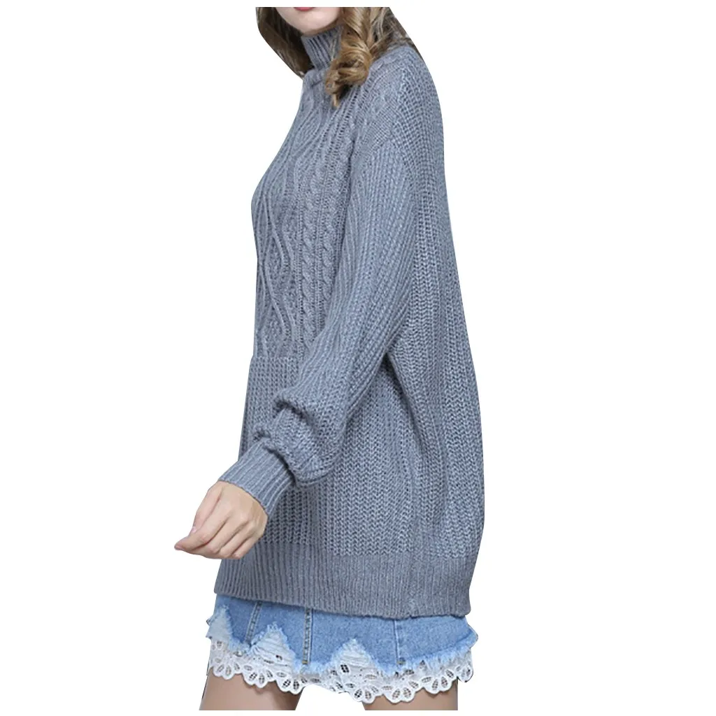 Pull femme nouveaute зимний женский свитер с круглым вырезом и длинным рукавом, Одноцветный вязаный свитер, Повседневный свитер Джерси mujer truien