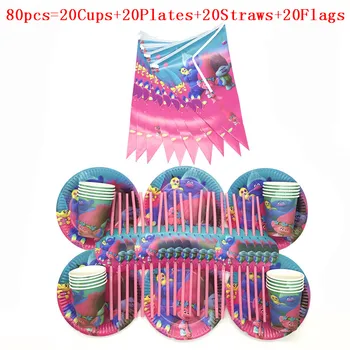 

Magic Hair Elf Cartoon Troll Party Decoration Plate Cup Tableware Baby Shower Birthday Party Decorations For Kids Party Supplies