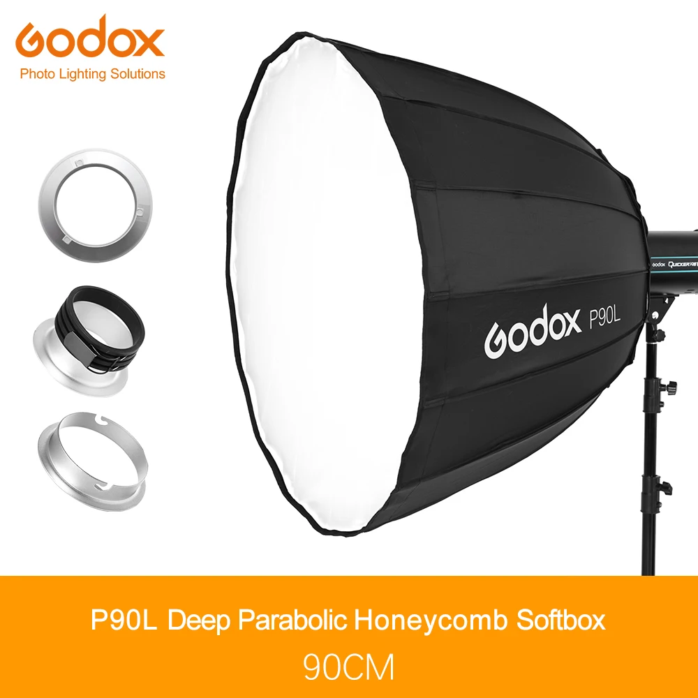 Godox Портативный P90L 90 см Глубокий параболический софтбоксы для вспышки Bowens