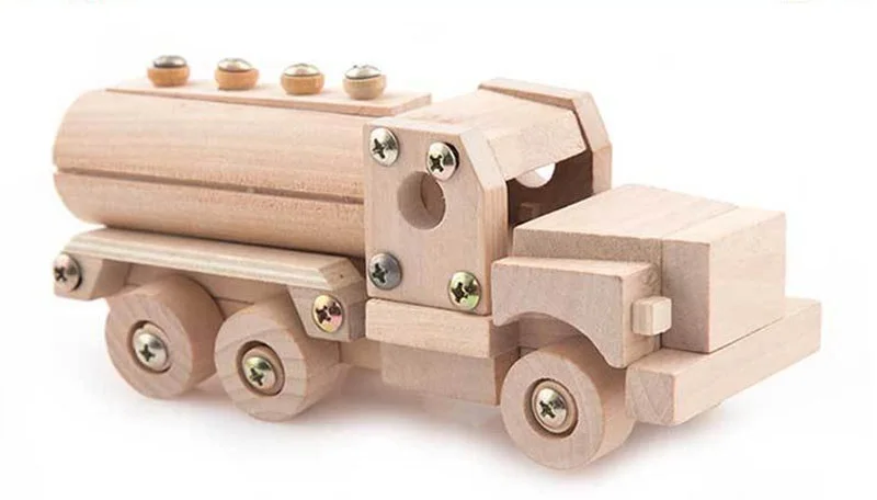 Детский деревянный тоннель блоки автомобиля/diy части Автопогрузчик Танк самолет с дрелью мальчик обучающая игрушка - Цвет: tanker
