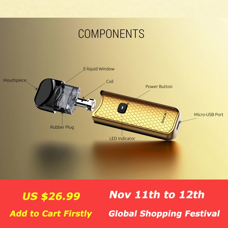 SMOK Nord Pod Vape 1100 мАч батарея 3 мл Pod система обычная сетка катушка электронная сигарета комплект испаритель VS SMOK NOVO Minifit комплект