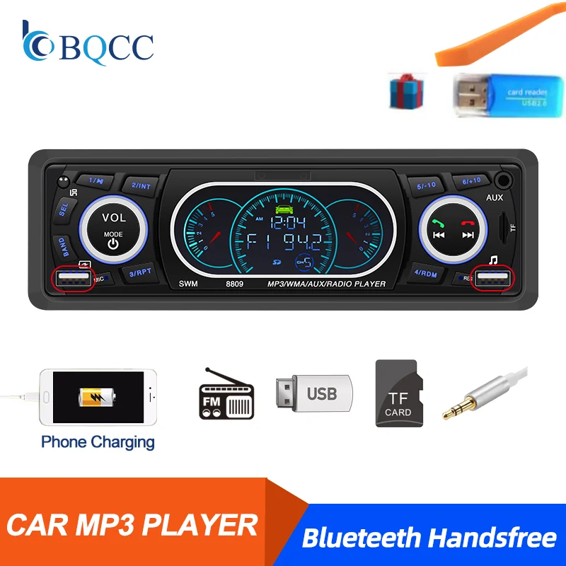 Car Radio Autoradio Remote Control Stereo 12V Single 1 Din Bluetooth Audio AUX/TF/USB Auto Phone Charging | Автомобили и
