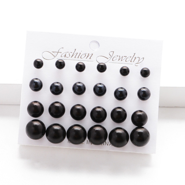 Pairs Stud Earrings Set for Women Statement Heart Star Snowflake Flower Crystal Pearl One Week Minimalist Set of Earrings Gift
