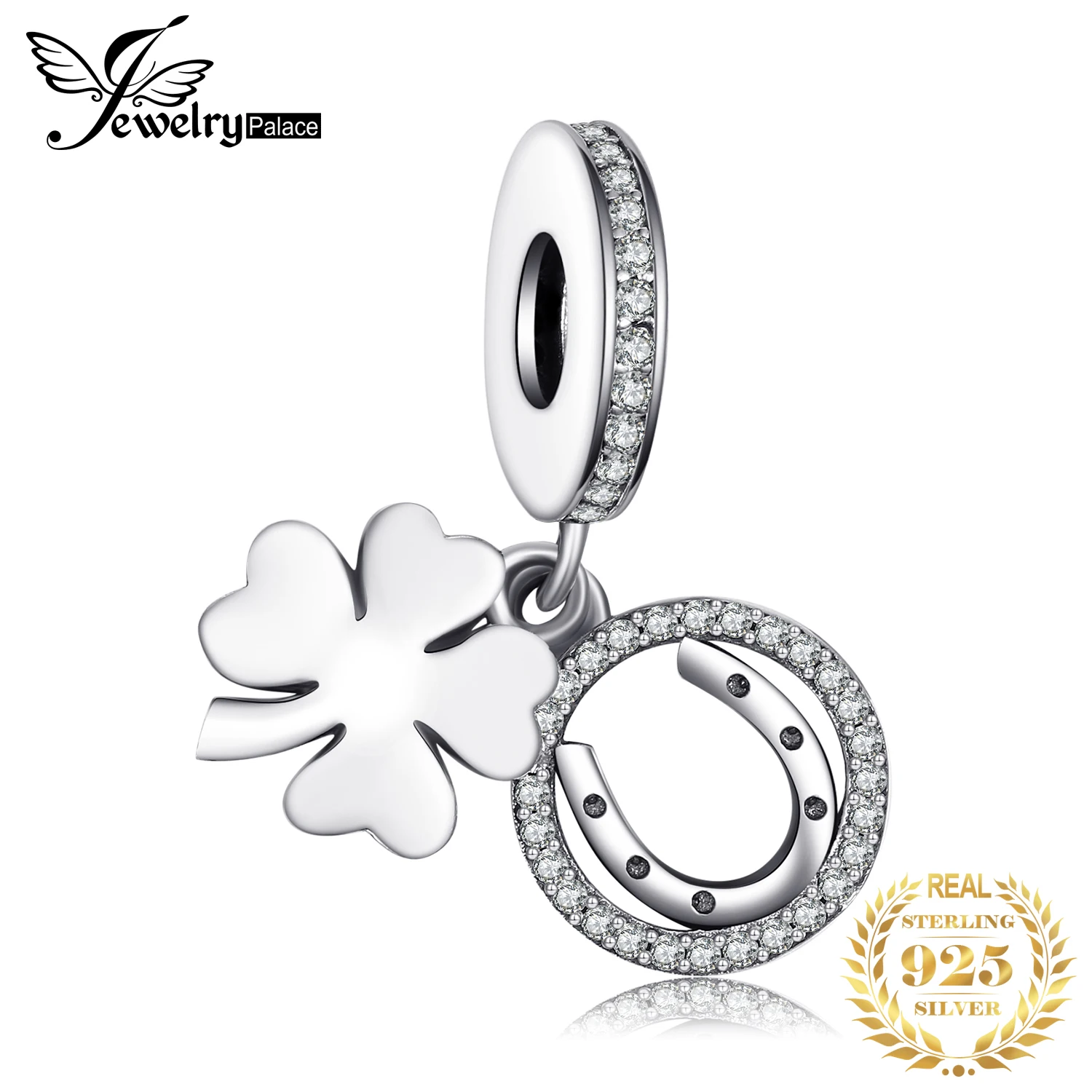 Jewelrypalace 925 пробы Серебристый Белый Цветок Удачи вокруг подарочные браслеты с брелоками для Для женщин Юбилей подарки Модные украшения