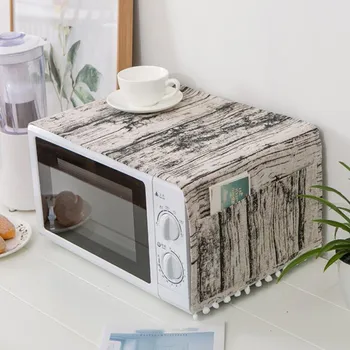 

Microwave Dust Cover Wood Grain Pattern Microwave Oven Covers Kitchen Practical High Quality Oven Covers