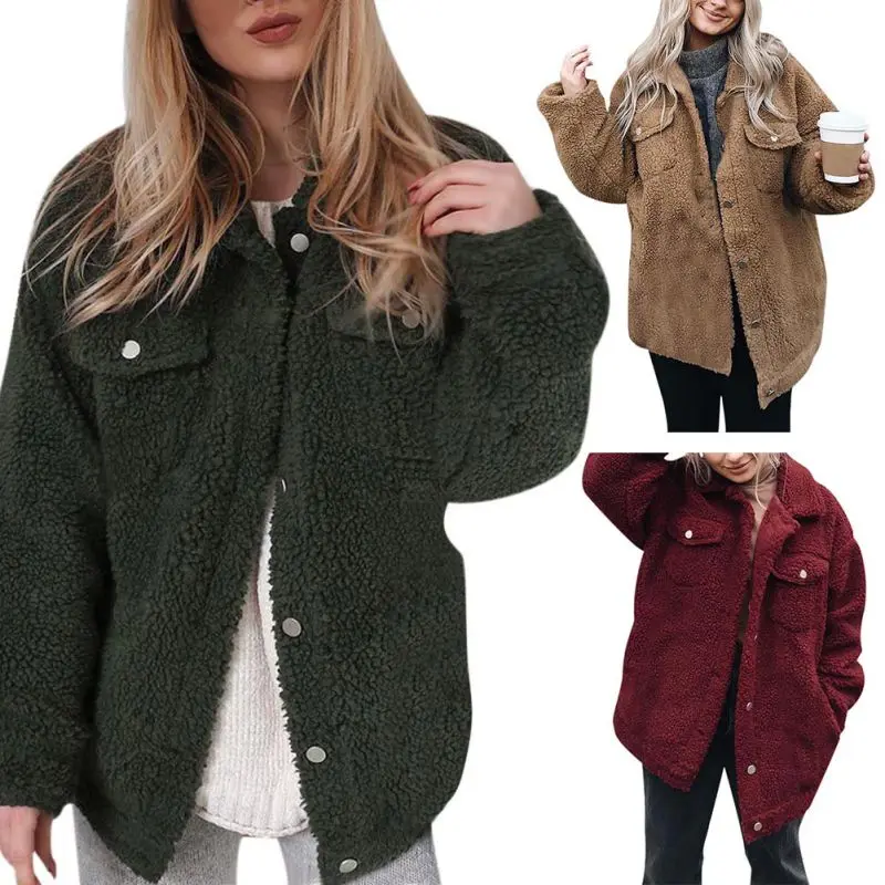 Винтажные женские пальто на пуговицах из искусственного меха, теплое зимнее пальто для женщин, модный кардиган, куртка x