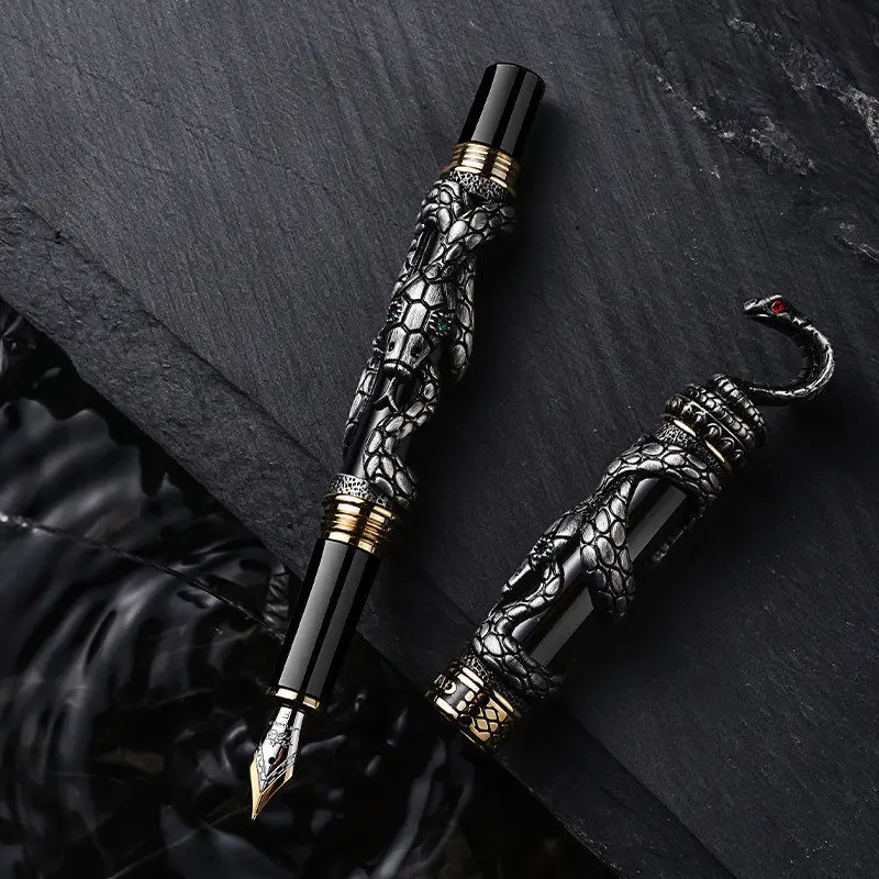 

luxury METAL JinHao cobra Emboss Fountain pen Gun gray glasses snake Stationery Office Supplies