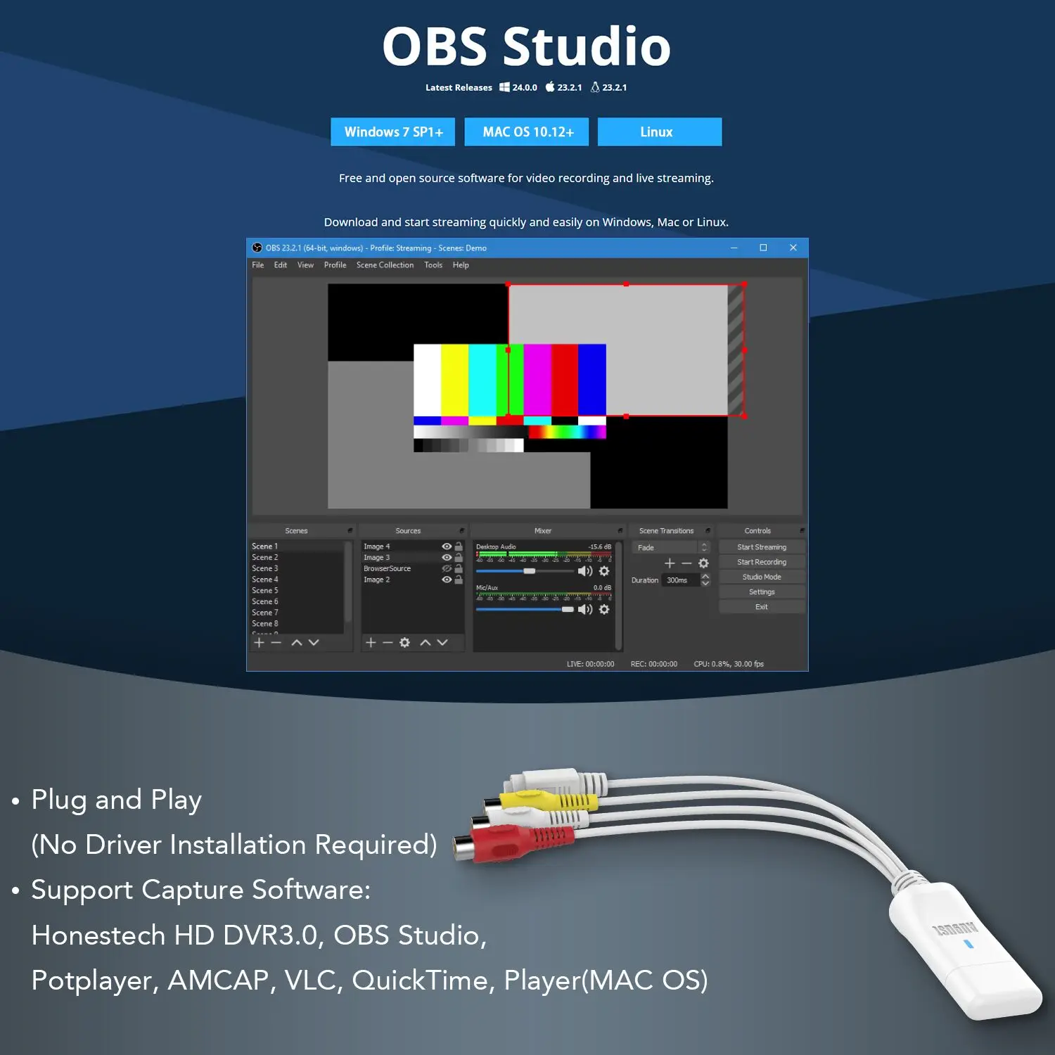 Placa de Captura de Vídeo para pc Windows e Mac S-vídeo para Filmadoras e Gravador de Vídeo Transferência Casa - Compatível Vgb300 Usb Vhs - Image 4
