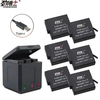 

6pcs AHDBT-501 Battery Pack with Triple Charger for GoPro Hero 7 6 5 Black battery for Go Pro 5 6 7 Action Camera Accessory