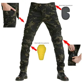 

Motorcycle Jeans Drop Resistant VOLERO Camouflage Slim Denim Cycling Racing Pants Motocross Off-road Hockey Pants with Protector