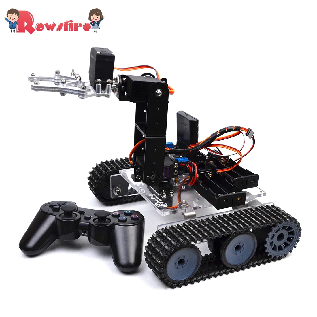 Kit de Robot de bras mécanique en métal 4DOF de réservoir Programmable de bricolage (sans batterie)
