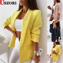 Ensemble 2 pièces OL pour femmes, costume de bureau, couleur unie, manches longues, petit manteau, collection automne 2021 
