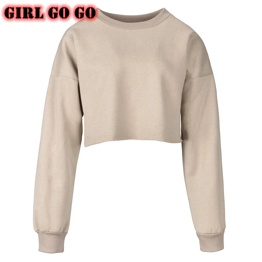 Укороченные толстовки Женский Укороченный свитшот укороченный топ однотонные