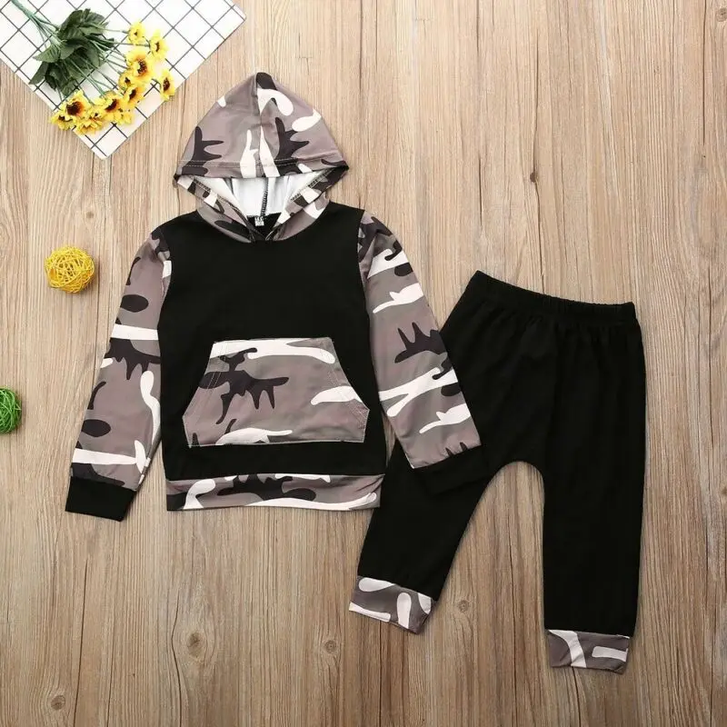 

Infant Baby Boy Autumn Winter Clothes Camouflage Hoodies Tops Long Pants Outfit Set 2PCS