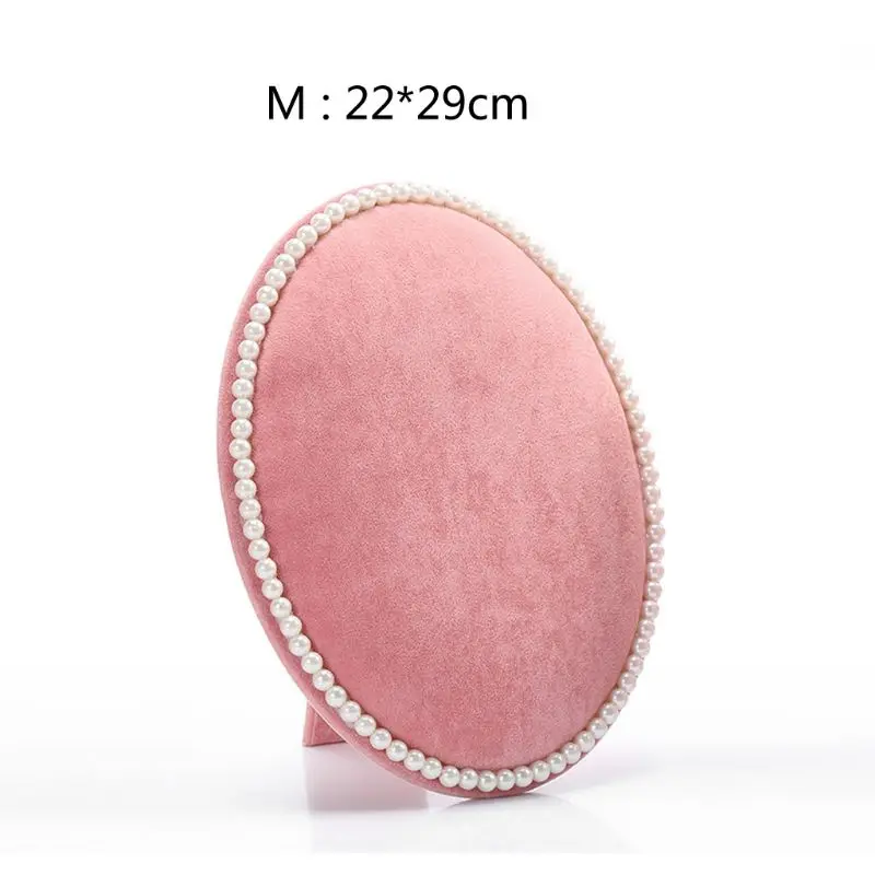 High Quality Velvet Oval Earrings Necklace Bracelet Pearl Jewelry Display Organizer Holder