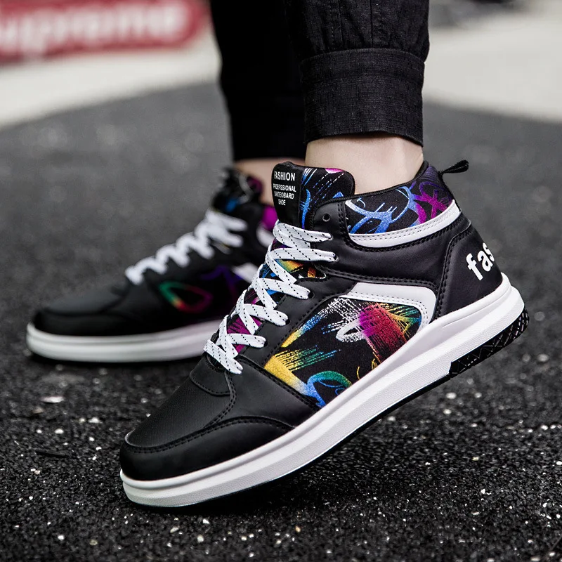

Le mu Spring qing dong Trend Men Casual Hight-top Shoe Korean-style Versatile Students Flat Mixed Colors Large Size Shoes