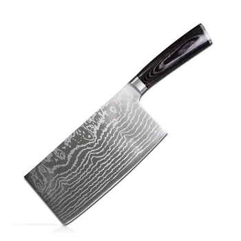 

Germany 1.4116 Stainless Steel Kitchen Knives Laser Damascus Pattern Chopping Chef Knife Cleaver Cooking Accessorie Home