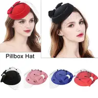 Women Pillbox Hat Trendy Bow Fascinator Hat Headwear With Veils For Wedding Party Church Cocktail Party Hat Hair Accessory 1