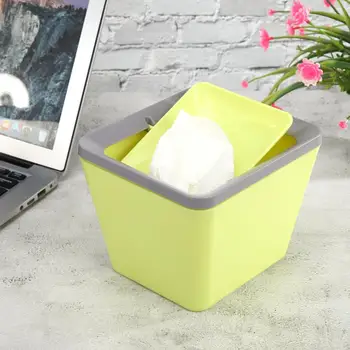 

Portable Mini Flap Type Rotating Trash Can Desktop Dustbin Waste Bins with Rolling Cover Household Cleaning Supplies