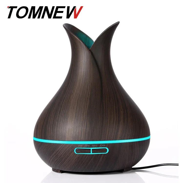 Petal Wood Grain Aroma Diffuser 400 Ml Remote Control Humidifier Wood Grain Aroma Diffuser Ultrasonic Aroma Diffuser Wood Grain