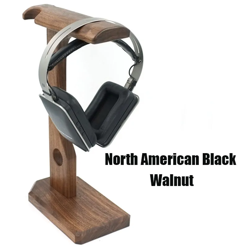 Handmade Multi-functional Wooden Headphones Holder Walnut/  Rosewood/ Red Pear Flower/ Earphone Headset Stand Desk Display Shelf