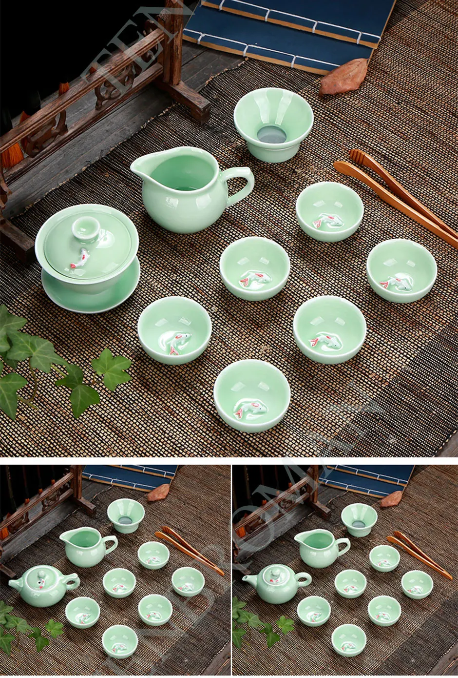 Рыбный чайный набор, керамический чайник Gaiwan, чайная чашка, китайский кунг-фу чайный горшок, посуда для напитков для друга, заварник-подарок, набор