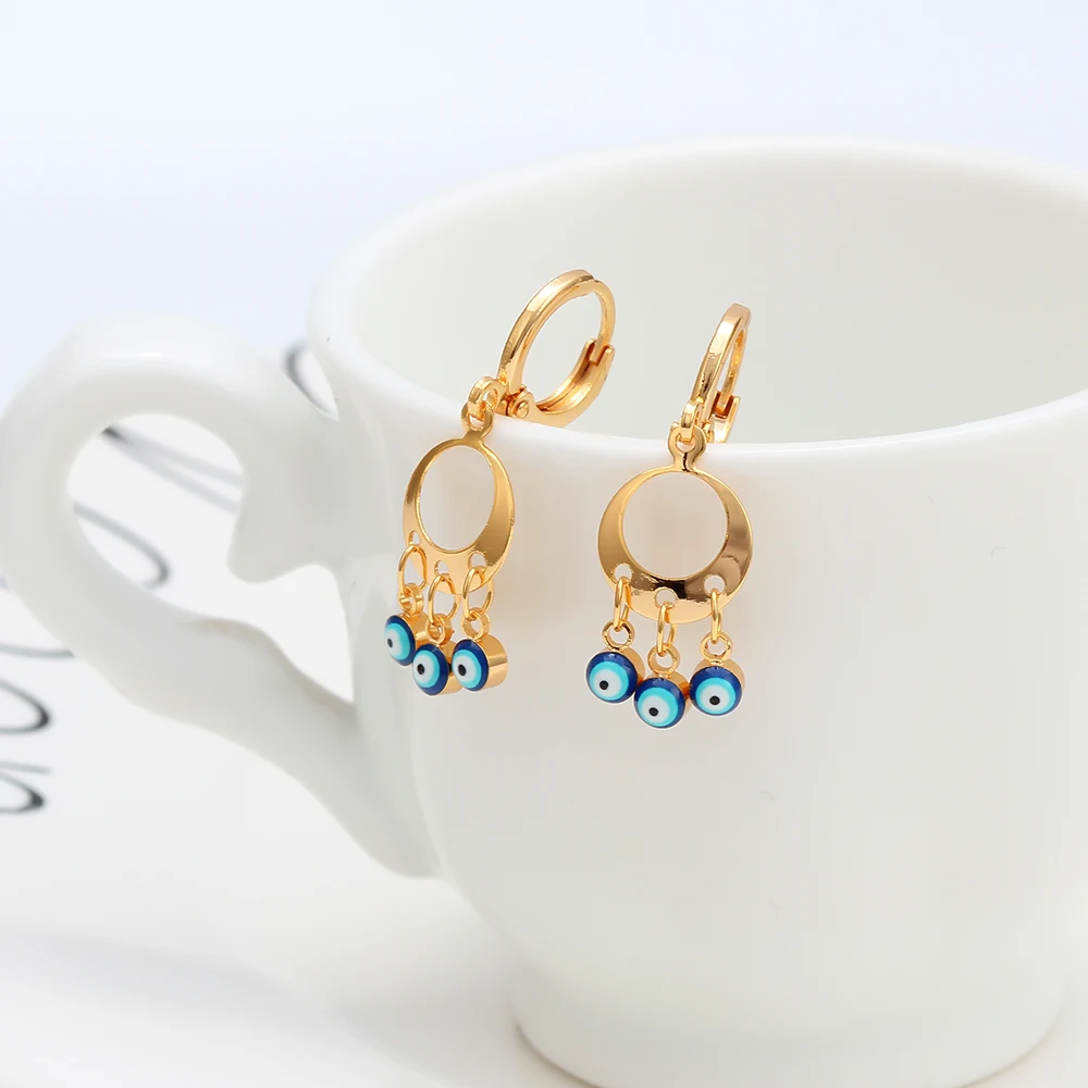 EVIL EYE подвеска кисточка золотистые серьги-подвески цвет висящий синий турецкий глаз серьги модные украшения для женщин девушек EY6554
