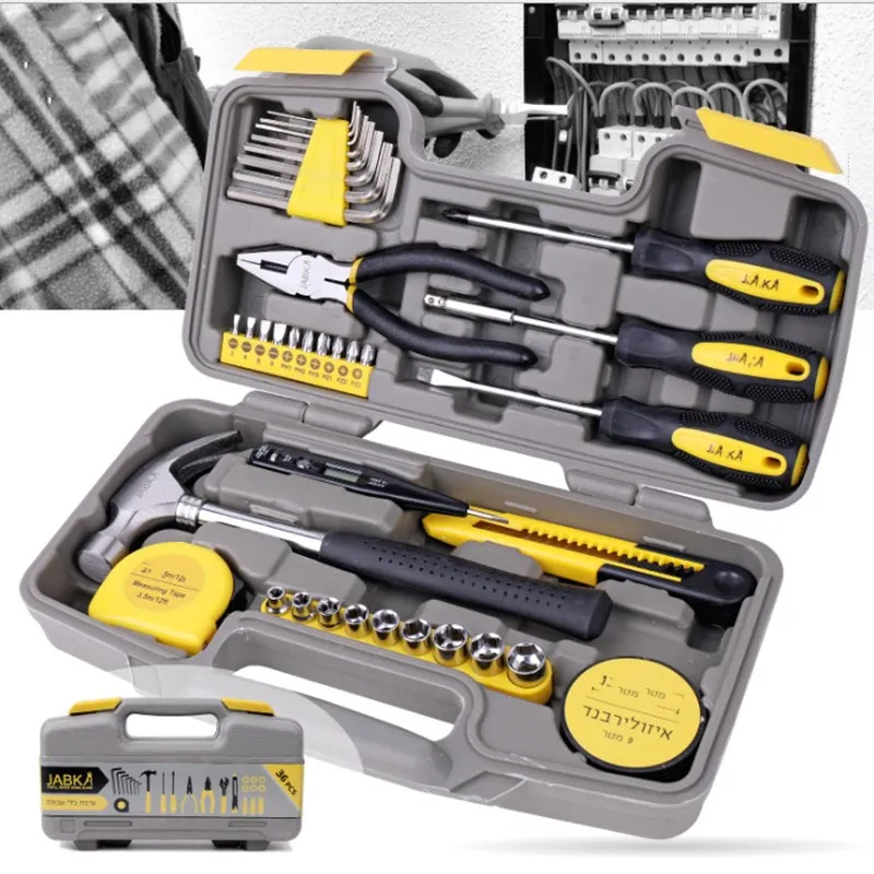 

36 Sets Of Household Tools Multi-functional Hardware Toolbox Hammer Pliers Screwdriver Socket Hexagon Set