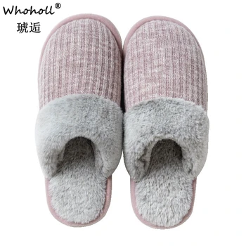 

Autumn Winter Men Slippers Bottom Soft Home Shoes Cotton Male Slippers Indoor Slip-On Slides Couple Comfortable Shoes