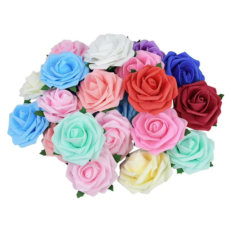 Wedding Bouquet Artificial Flowers PE Foam Fake Head Roses Multi Color 20Pcs/Lot 