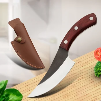

5.5 Inch Serbian Boning Camping Knife Handmade Forged Full Tang Sliced Chef Kitchen Butcher Knife Gift Leather Sheath