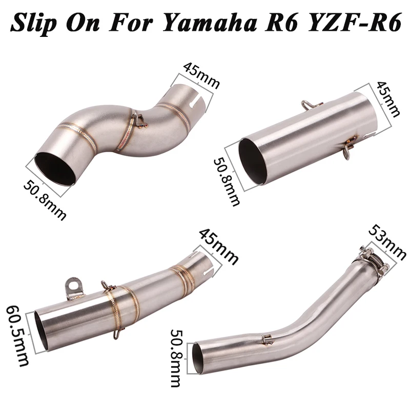 

Slip On For Yamaha R6 1998 - 2005 YZF-R6 2006 - 2019 Motorcycle Exhaust Modified Connection Middle Link Pipe 51mm 60mm
