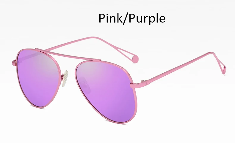 Pink Purple Розовое зеркало Pilot Солнцезащитные очки женские металлическая оправа брендовая Дизайнерская Женская мода стильные женские оттенки женские очки - Цвет линз: Pink Purple