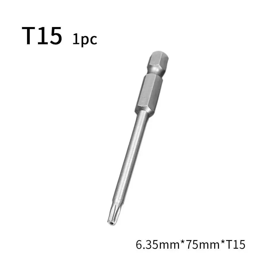 75mm T15 1pc 75 мм биты для шуруповерта Torx Набор 1/4 дюймов Шестигранная сверла электрическая отвертка с магнитным наконечником Набор бит Chave De Fenda Tornavida Seti - Цвет: 75mm T15 1pc