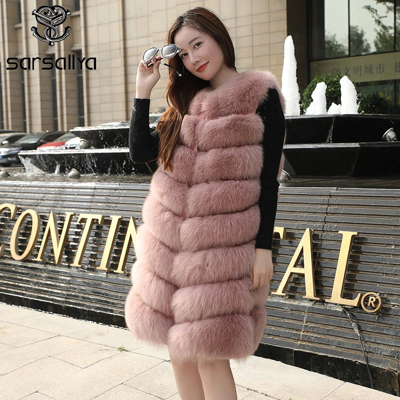 Perfect Real Fur Vests Long Winter Women Fur Vest Female Sleeveless Genuine Fur Vest Ladies Fashion Luxury Slim Warm High Quality 2019 2