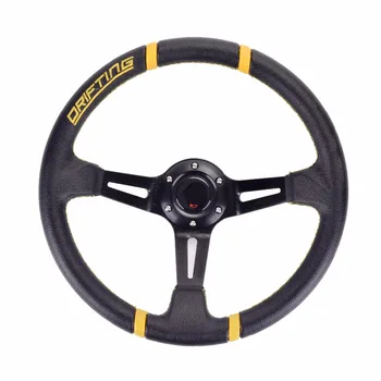 

Universal 350MM 14inch Sport Steering Wheel Deep Corn Drifting Racing Steering Wheel Aluminum Bracket with Horn Button