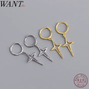 

WANTME High Quality Hollow Cross Minimalist Punk Hanging Stud Earrings for Women Real 100% 925 Sterling Silver Fine Jewelry Gift