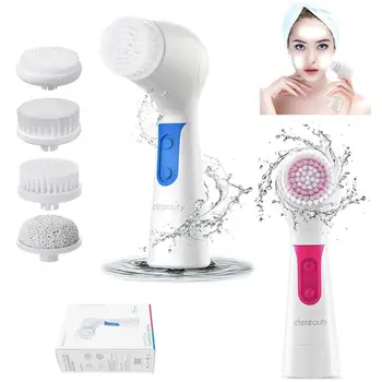 

4 in 1 Waterproof Electric Facial and Body Cleansing Brush with 4 Brush Heads for Removing Blackhead Exfoliating
