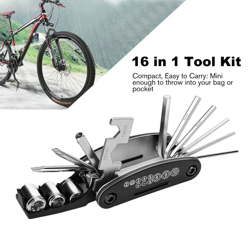 10 in 1 Multi Function Tool Kit Hex Key Allen Wrench,2PCS Staniless Tire Lever,6 PCS Glueless Tire Patch Kit Repair with MTB and Road Bike RUJOI Bike Repair Set Bag Tool Kit