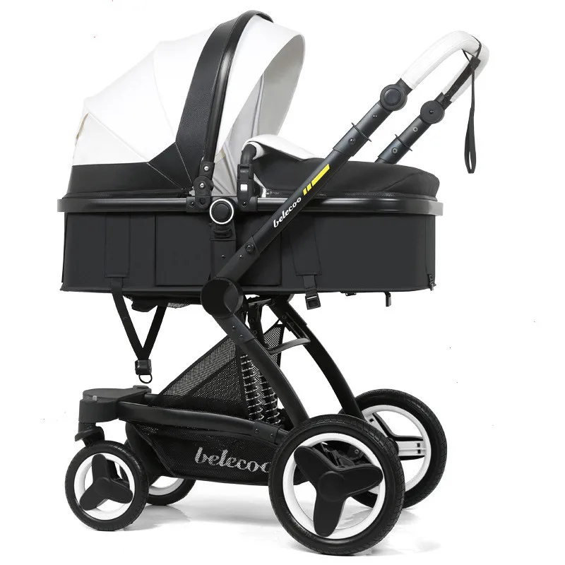  Belecoo New Baby Stroller 3 in 1 With Car Seat Foldable Carriage High Landscape Newborns Pram Trave