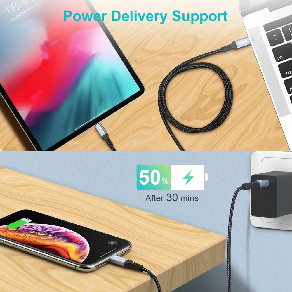 CHOETECH MFi USB C кабель для iPhone Xs Max 8 Plus 3A Быстрая зарядка кабель Lightning для iPhone USB кабель для передачи данных кабель для зарядки телефона