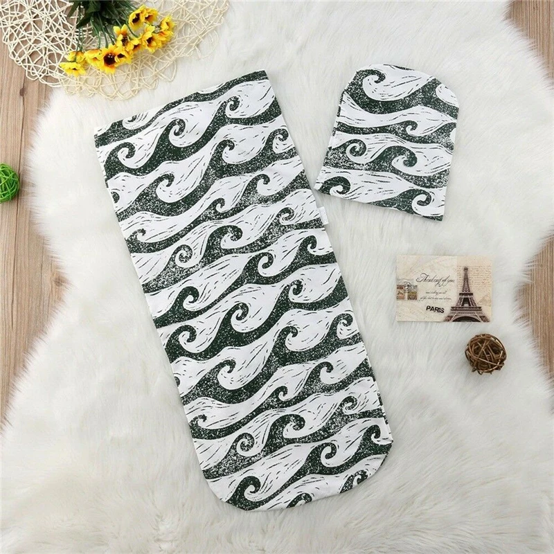 12M Baby Swaddle Blanket Newborn Baby Floral Swaddle Blanket Toddler Girl Boys Receiving Infant Wrap Hat 2pcs
